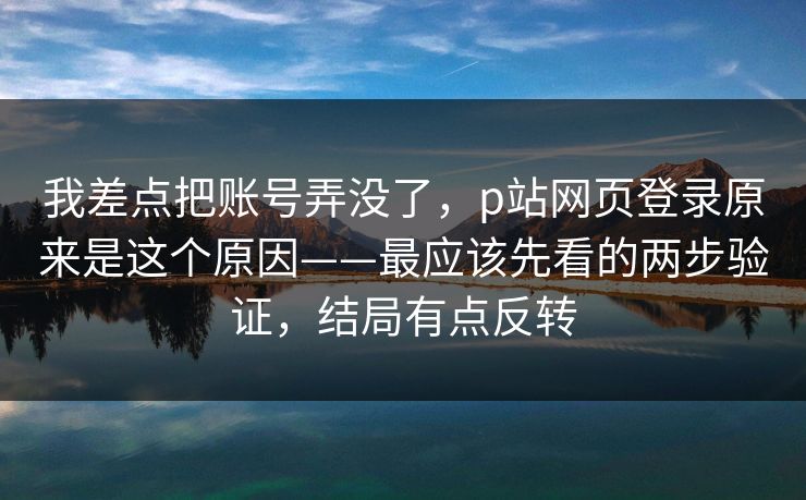 我差点把账号弄没了，p站网页登录原来是这个原因——最应该先看的两步验证，结局有点反转