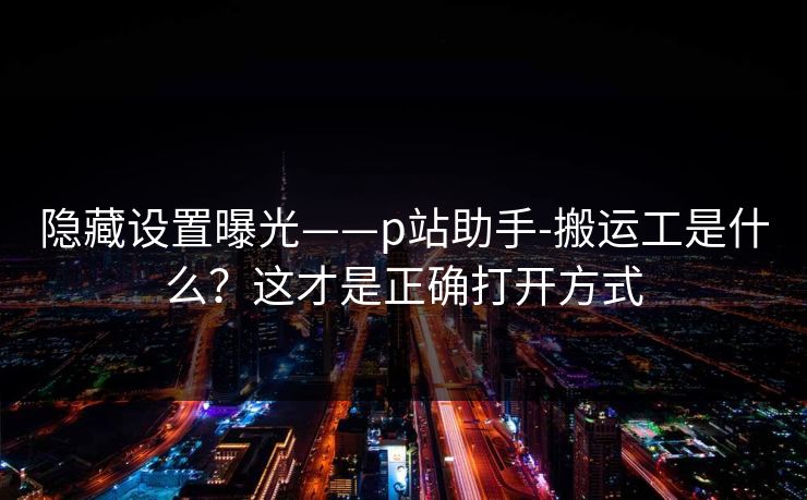 隐藏设置曝光——p站助手-搬运工是什么？这才是正确打开方式