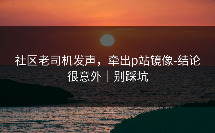 社区老司机发声,牵出p站镜像-结论很意外|别踩坑 社区老司机发声,牵出p站镜像-结论很意外|别踩坑