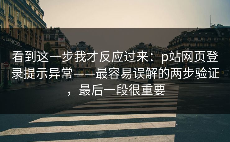 看到这一步我才反应过来：p站网页登录提示异常——最容易误解的两步验证，最后一段很重要