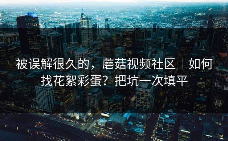 被误解很久的，蘑菇视频社区｜如何找花絮彩蛋？把坑一次填平