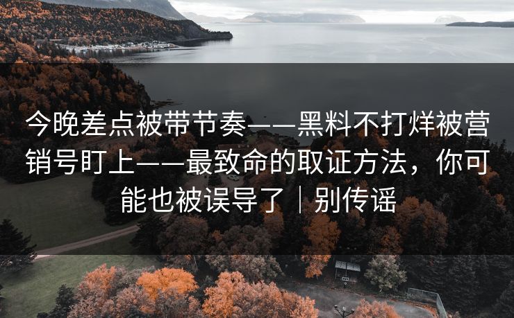 今晚差点被带节奏——黑料不打烊被营销号盯上——最致命的取证方法，你可能也被误导了｜别传谣