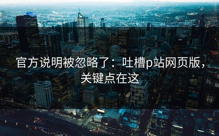 官方说明被忽略了：吐槽p站网页版，关键点在这