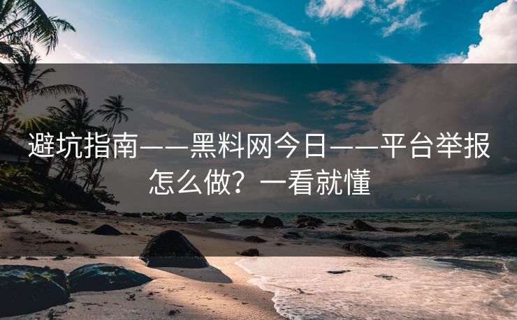 避坑指南——黑料网今日——平台举报怎么做？一看就懂