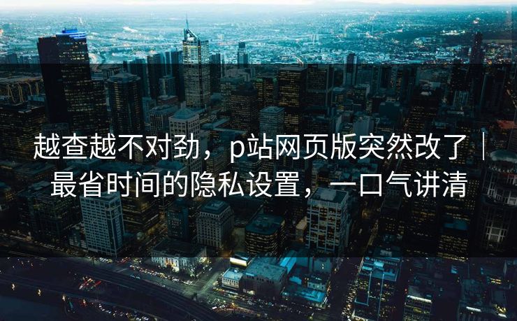 越查越不对劲，p站网页版突然改了｜最省时间的隐私设置，一口气讲清