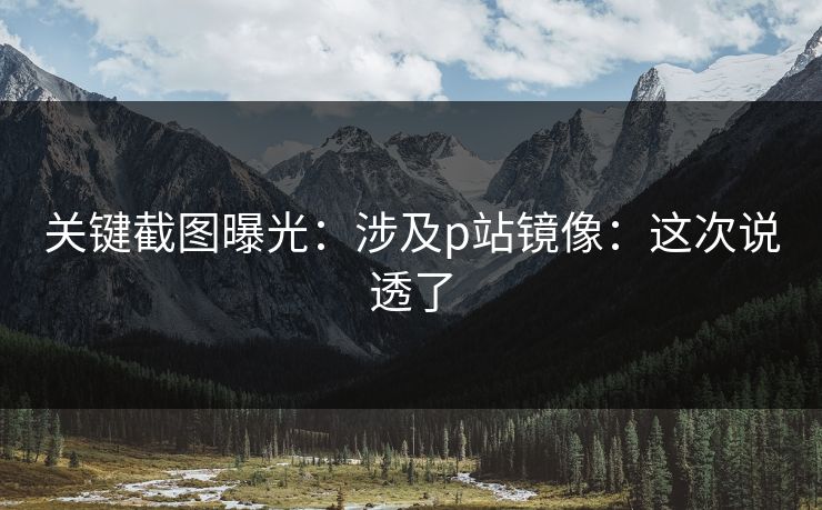 关键截图曝光：涉及p站镜像：这次说透了