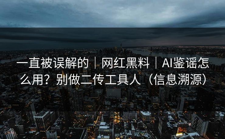 一直被误解的｜网红黑料｜AI鉴谣怎么用？别做二传工具人（信息溯源）