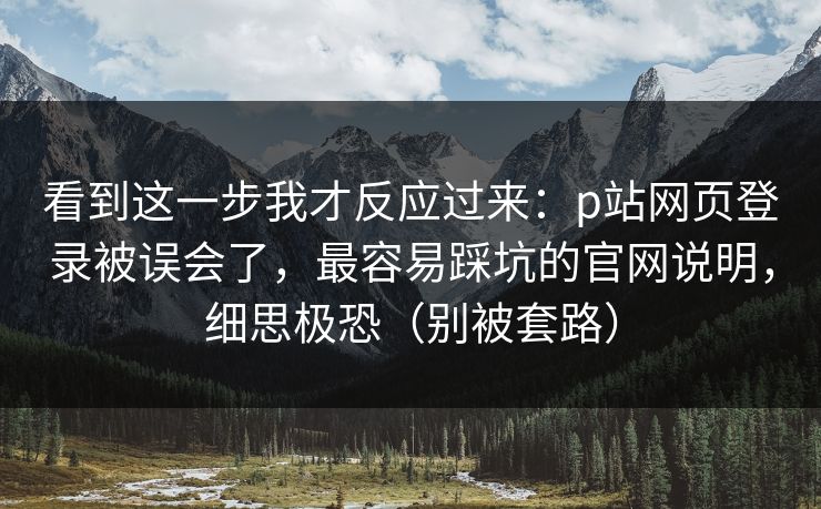看到这一步我才反应过来：p站网页登录被误会了，最容易踩坑的官网说明，细思极恐（别被套路）