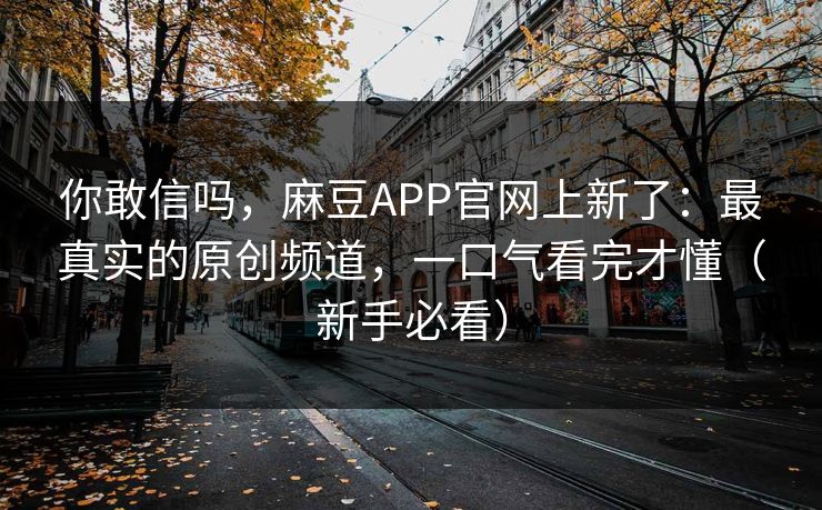 你敢信吗，麻豆APP官网上新了：最真实的原创频道，一口气看完才懂（新手必看）