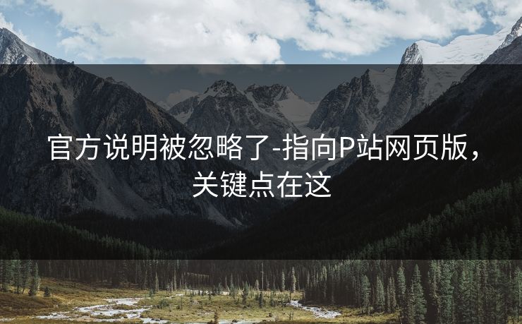 官方说明被忽略了-指向P站网页版,关键点在这 官方说明被忽略了-指向P站网页版,关键点在这