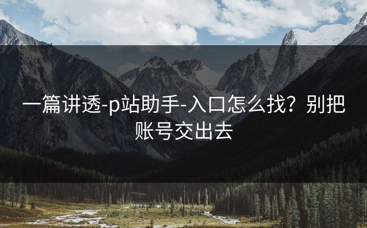 一篇讲透-p站助手-入口怎么找？别把账号交出去