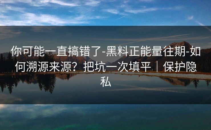 你可能一直搞错了-黑料正能量往期-如何溯源来源?把坑一次填平|保护隐私 你可能一直搞错了-黑料正能量往期-如何溯源来源?把坑一次填平|保护隐私